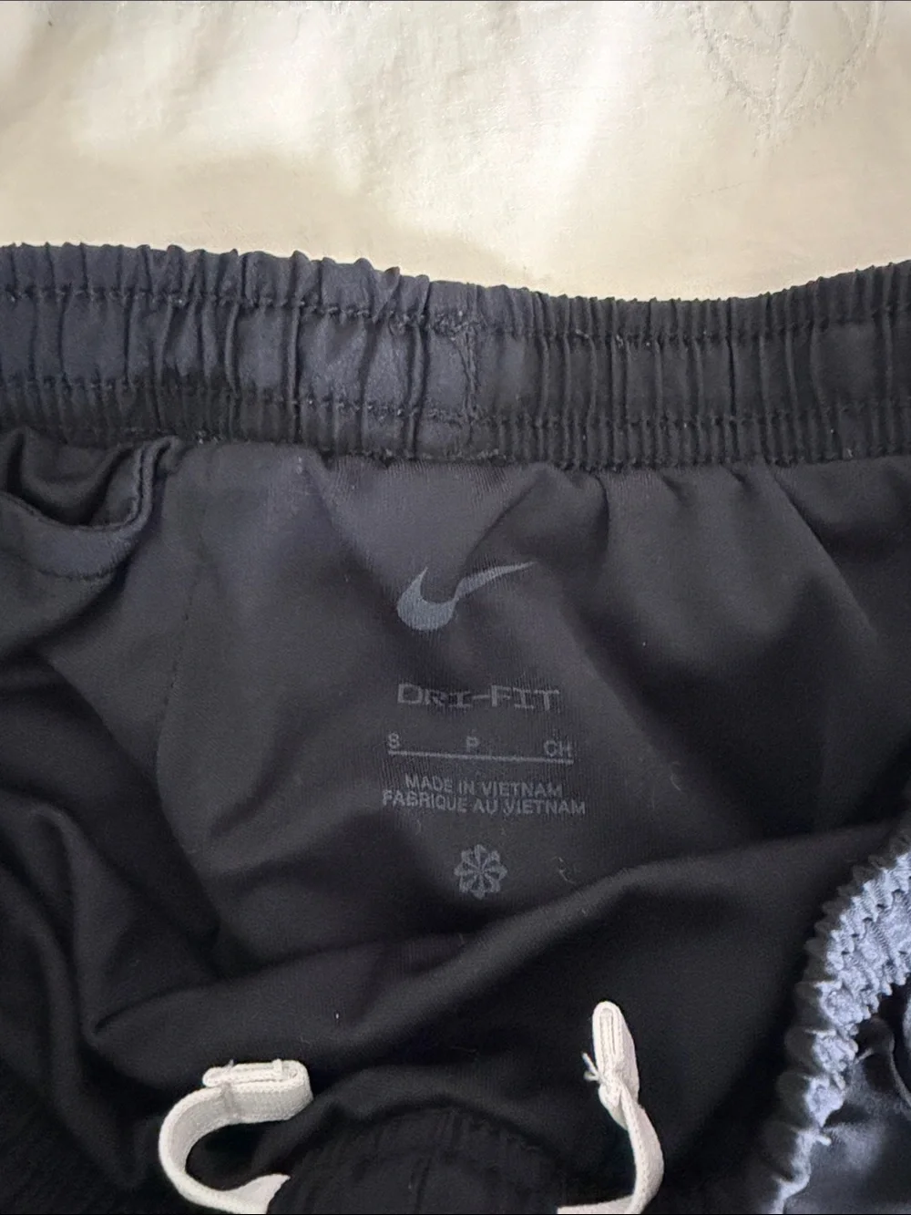 Nike Girls Black Athletic Running Shorts with White Trim size S